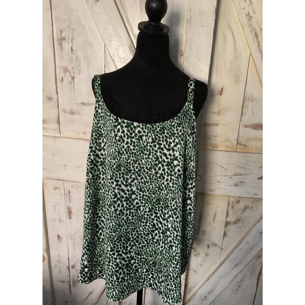 BAR III Women’s Green Cheetah Print Tank Top Size 3X